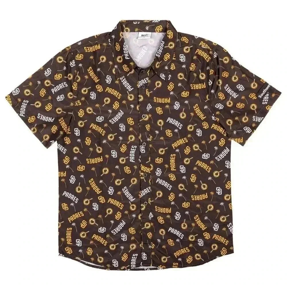 San Diego Padres BDA Button Up XL Brown Shirt Southwest Promo MLB Baseball